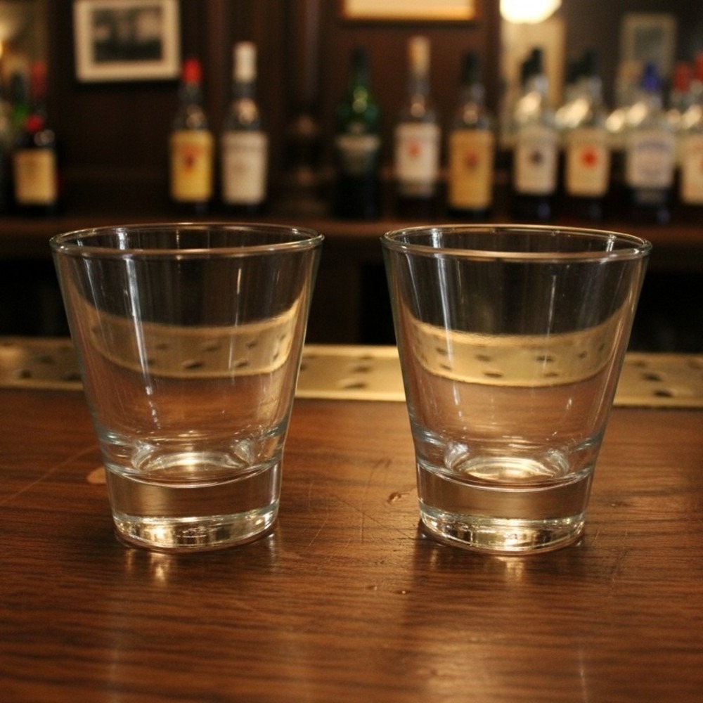 Libbey Duratuff Whiskey Rock Glasses, Set of 2, Vintage Clear Lowball Tumblers